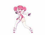  animated animated_gif boots elbow_gloves gloves gun holster holstered_weapon kicking leotard long_hair lowres magical_angel_fairy_heart official_art pink_eyes pink_hair solo spinning spinning_bird_kick split thighhighs twintails umai_neko upside-down weapon white_legwear 