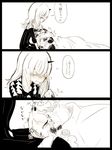 abigail_williams_(fate/grand_order) bangs black_nails blush bow closed_eyes comic commentary fate/grand_order fate_(series) greyscale hair_bow highres horn lap_pillow lavinia_whateley_(fate/grand_order) long_hair looking_at_another monochrome multiple_girls nail_polish no_nose petting sleeping thought_bubble tomoti_satoshi translated white_background yuri 