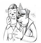  buddy_thunderstruck buddy_thunderstruck_(character) canine darnell_(character) dog duo ferret kissing male male/male mammal mustelid redo 