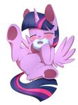  2014 aosion blush cute dessert doughnut eating equine eyes_closed feathered_wings feathers flying food friendship_is_magic hair hi_res horn mammal multicolored_hair my_little_pony nom simple_background smile solo spread_wings twilight_sparkle_(mlp) white_background winged_unicorn wings 