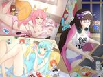  @_@ ahoge animal_ears aqua_hair ass black_hair bow bowl bra breasts casual cellphone chaldea_uniform character_doll chopsticks cleavage clothes_writing comb commentary_request computer dragon_horns fang fate/extra fate/grand_order fate_(series) food fox_ears fox_tail fujimaru_ritsuka_(female) hadoukirby hair_bow hair_brush headphones headphones_around_neck highres horns kishinami_hakuno_(female) kiyohime_(fate/grand_order) laptop large_breasts lingerie lying multiple_girls noodles on_back on_stomach open_mouth orange_hair origami osakabe-hime_(fate/grand_order) panties paper_crane phone photo_(object) pink_bra pink_hair pink_panties pocky scissors side_ponytail siegfried_(fate) sitting smartphone tail tamamo_(fate)_(all) tamamo_no_mae_(fate) twitter_username underwear underwear_only uniform yellow_eyes you_work_you_lose 