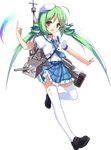  :d anchor_symbol azur_lane bare_arms beret black_footwear blue_choker blue_neckwear blue_skirt blush choker comet comet_(azur_lane) eyebrows eyebrows_visible_through_hair frilled_skirt frills full_body green_hair hat hecha_(swy1996228) loafers long_hair machinery mini_hat miniskirt necktie official_art open_mouth pink_eyes plaid plaid_skirt puffy_short_sleeves puffy_sleeves shirt shoes short_sleeves skirt smile solo star star_print tachi-e tareme thighhighs transparent_background turret twintails white_hat white_legwear white_shirt zettai_ryouiki 