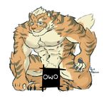 2017 acephlosion anthro censored feline fur lin_hu male mammal nekojishi signature simple_background tagme tiger white_background 
