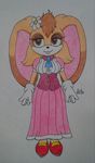  anthro big_breasts big_ears big_eyes breasts brown_eyes brown_fur brown_hair clothing cute dress female flower fluffy fur gloves hair half-closed_eyes invalid_tag lagomorph long_ears mammal mother parent pillothestarplestian plant rabbit solo sonic_(series) standing vanilla_the_rabbit wide_hips 