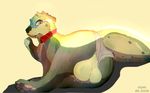  balls clothing collar feral fur haswell iridescent lying male mammal mustelid otter otterlike pawpads rainbow river_otter simple_background star underwear 