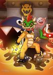  2017 anklet anthro bowser bracelet chain_chomp claws collar featureless_crotch fire fizz_(lol) goomba holding_object horsen jewelry league_of_legends looking_at_viewer male mario_bros nintendo open_mouth open_smile red_eyes riot_games smile spiked_collar spikes toe_claws video_games 
