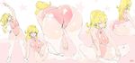  armpits arms_up ass blonde_hair closed_eyes commentary_request crown exercise highres leotard long_hair mario_(series) open_mouth pink_crown pink_leotard ponytail princess_peach shoes sitting stretch super_mario_bros. sweat thighhighs 