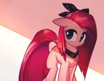  2017 blue_eyes blush bow earth_pony equine eyebrows eyelashes female friendship_is_magic hair horse jewelry long_hair makeup mammal mascara mirroredsea my_little_pony necklace pink_hair pinkie_pie_(mlp) pony simple_background solo 