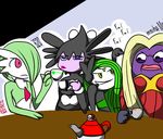  2011 aintsmart blue_eyes cup gardevoir green_eyes jynx legendary_pok&eacute;mon meloetta nintendo not_furry pok&eacute;mon pok&eacute;mon_(species) red_eyes table teapot video_games 