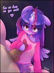  &lt;3 animal_genitalia anthro balls blush clothed clothing equine friendship_is_magic hoodie_(artist) horn horse magic mammal my_little_pony twilight_sparkle_(mlp) winged_unicorn wings 