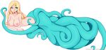  blushstroke breasts cephalopod female hair humanoid lucy_(blushtroke) marine nipples octopus simple_background solo tentacles 