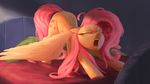  2017 absurd_res bed cutie_mark equine eyes_closed feathered_wings feathers female feral fluttershy_(mlp) friendship_is_magic hair hi_res inside long_hair mammal my_little_pony on_bed open_mouth pegasus solo starblaze25 wings 