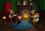 2010 4_fingers anthro basil_(disney) book bow_tie brown_fur chair clock clothed clothing cup david_dawson detailed_background digital_drawing_(artwork) digital_media_(artwork) disney eyes_closed facial_hair fire fireplace fur group hair_bow hair_ribbon hiram_flaversham holding_cup holding_musical_instrument inside lamp looking_at_another mammal mouse murr-ma-ing musical_instrument mustache olivia_flaversham ottoman ribbons rodent rug sitting smile tan_fur the_great_mouse_detective violin 