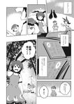  animal_ears braid bunny_ears bunny_tail carrot_necklace comic dress dress_shirt ear_clip flat_cap greyscale hat highres inaba_tewi long_hair monochrome multiple_girls reisen_udongein_inaba ringo_(touhou) seiran_(touhou) shikushiku_(amamori_weekly) shirt short_hair short_sleeves shorts skirt t-shirt tail touhou translated twin_braids very_long_hair 