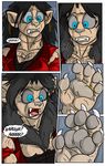  ?! blue_eyes canine claws clothing ear_piercing fangs female keanon_woods mammal pawpads paws piercing solo torn_clothing transformation were werewolf wolf 