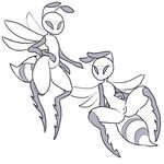  anthro arthropod bee eyelashes fallin_lovelove_bee female greyscale hi_res insect itsunknownanon little_witch_academia monochrome mouthless multi_arm multi_limb pussy solo wings 