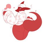 2017 anthro big_breasts big_butt big_hands blush bottomless breasts butt canine christmas clothed clothing crossgender cup eyes_closed female femfox_kili fox happy hat holidays kilinah mammal red_theme side_boob simple_background sweater thick_thighs white_background 
