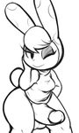  2013 aintsmart animal_crossing balls bottomless breasts clothed clothing dickgirl francine_(animal_crossing) intersex lagomorph looking_at_viewer mammal monochrome nintendo one_eye_closed penis rabbit video_games wink 