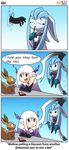  2017 :3 absurd_res anthro blue_hair clothed clothing comic demon dialogue digital_media_(artwork) eating eevee eeveelution eyes_closed female food fully_clothed fur glaceon group hair hi_res humanoid leggings legwear mammal mellow_(character) nintendo o_o open_mouth pocky pok&eacute;dex pok&eacute;mon pok&eacute;mon_(species) pok&eacute;morph portal rilex_lenov simple_background surprise text video_games white_hair 