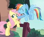  2017 blush boop building cute cutie_mark duo equine eyelashes eyes_closed feathered_wings feathers female fence fluttershy_(mlp) flying friendship_is_magic hair hi_res house long_hair looking_away makeup mammal mascara multicolored_hair my_little_pony open_mouth outside pegasus pink_hair plant rainbow_dash_(mlp) rainbow_hair shrub shutterflyeqd smile spread_wings teal_eyes wings 