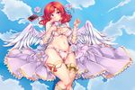  bow bra breasts cameltoe clouds flowers jpeg_artifacts love_live!_school_idol_project navel nishikino_maki panties phone purple_eyes pussy_juice red_hair ribbons rose short_hair sky underwear vibrator windart wings 