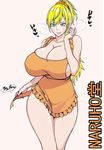  1girl blonde_hair blue_eyes breasts busty color female lipstick makeup naruho naruko naruto solo sweat teenage thick_thighs thighs wide_hips 