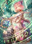  breasts company_connection copyright_name dress earrings elbow_gloves fire_emblem fire_emblem_cipher fire_emblem_echoes:_mou_hitori_no_eiyuuou flower gloves hair_ornament hairband holding jenny_(fire_emblem) jewelry long_dress official_art open_mouth pink_eyes pink_hair short_hair small_breasts solo sparkle staff thighhighs tobi_(kotetsu) 