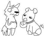  animate_inanimate bedroom_eyes black_and_white canine cum eyelashes female frown half-closed_eyes jewelry licking licking_cum living_plush male mammal monochrome mr._wolf mrs._pig necklace pig porcine seductive the_weaver tongue tongue_out toybox_pals wolf 