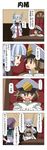  0_0 1boy 2girls 4koma akebono_(kantai_collection) anger_vein bangs blue_hair blunt_bangs blush brown_eyes brown_hair chair closed_eyes comic commentary dress epaulettes fingerless_gloves flower gloves hair_between_eyes hair_flower hair_ornament hair_tie hand_on_hip hat headgear highres kantai_collection little_boy_admiral_(kantai_collection) long_hair long_sleeves looking_away military military_hat military_uniform multiple_girls murakumo_(kantai_collection) necktie o_o office_chair open_mouth oversized_clothes peaked_cap rappa_(rappaya) sailor_dress school_uniform serafuku short_sleeves side_ponytail sidelocks smile spoken_ellipsis sweatdrop translated uniform 