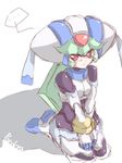  1girl android armor bodysuit green_hair helmet pandora_(rockman) red_eyes rockman rockman_zx rockman_zx_advent tagme 