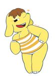  &lt;3 animal_crossing anthro barefoot bedroom_eyes bottomless breasts brown_hair cleavage clothed clothing elephant eloise_(animal_crossing) female hair half-closed_eyes leaning leaning_forward looking_at_viewer mammal minoss nintendo open_mouth overweight pose seductive shirt short_hair short_stack simple_background solo standing tank_top video_games white_background yellow_skin 