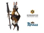  anthro armello armor cannon cape clothing english_text hargrave_(armello) lagomorph male mammal melee_weapon official_art pegleg polearm rabbit ranged_weapon simple_background solo spear text weapon white_background 