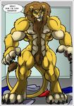  anthro claws feline keanon_woods lion male mammal muscular nipples paws post_transformation transformation 