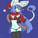 1girl artist_request boots cat christmas_cotsume christmas_hat furry gloves purple_hair solo yellow_eyes 