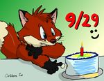  2007 birthday_cake blue_eyes cake candle canine caribbean_fox food fox mammal 