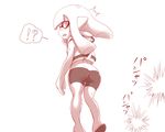  ass bike_shorts black_shorts commentary_request domino_mask highres inkling mask pointy_ears shorts single_vertical_stripe splatoon_(series) squid takobe tentacle_hair 