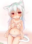  animal_ears cat_ears cat_tail child heart heart-shaped_pupils midriff navel open_mouth original panties red_eyes shirt_lift sleeves_past_wrists sunapua symbol-shaped_pupils tail underwear 