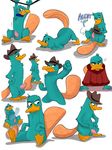  &lt;3 2017 anthro balls bath_robe bdsm blush bondage bound clothed clothing collar digital_media_(artwork) erection foxudders hat looking_at_viewer male mammal monotreme nude penis perry_the_platypus phineas_and_ferb platypus simple_background solo tongue white_background 
