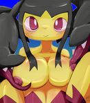  anthro b_cottontail big_breasts blue_background breasts female licking mega_evolution mega_mawile multi_mouth nintendo nipples pok&eacute;mon pok&eacute;mon_(species) pok&eacute;morph purple_eyes sharp_teeth simple_background teeth tongue tongue_out video_games 