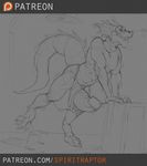  &lt;3 anthro balls big_balls big_penis clothing dragon erection greyscale horn huge_balls huge_penis loincloth male monochrome muscular muscular_male open_mouth penis sketch solo spiritraptor standing thick_penis 