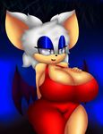  anthro bat big_breasts breasts cleavage clothed clothing duzell female huge_breasts mammal rouge_the_bat solo sonic_(series) wings 