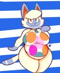  2017 :3 animal_crossing anthro belly big_belly big_breasts biped bottomless breasts cat clothed clothing digital_media_(artwork) eyelashes featureless_crotch feline female hair looking_at_viewer mammal mitzi_(animal_crossing) nintendo overweight overweight_female partially_clothed pattern_background polka_dots shirt short_stack simple_background sirphilliam smile striped_background thick_thighs video_games voluptuous white_hair wide_hips 
