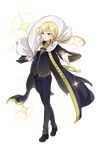  androgynous aqua_eyes black_footwear black_pants blonde_hair cape chris_(princess_principal) full_body gloves highres long_hair looking_at_viewer official_art pants ponytail princess_principal princess_principal_game_of_mission shoes smile solo standing transparent_background white_cape white_gloves 