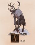  anthro antlers blood cervine fur grey_fur hooves horn inuit_mythology male mammal mythology nathanandersonart reindeer rock simple_background snow solo textured_background 