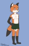  anthro briefs canine clothed clothing cub digital_media_(artwork) fox male mammal rodykle solo topless underwear young 