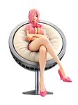  1girl blue_eyes breasts hair_over_one_eye hairband large_breasts legs_crossed looking_at_viewer one_piece pink_hair sitting vinsmoke_reiju 