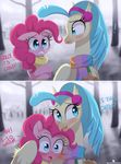  ! 2017 avian blue_eyes blue_hair blush dialogue duo earmuffs earth_pony english_text equine eyelashes feathered_wings feathers female feral freckles friendship_is_magic hair hippogryph hooves horse mammal momomistress my_little_pony my_little_pony_the_movie open_mouth pink_hair pinkie_pie_(mlp) pony princess_skystar_(mlp) scarf text wings 