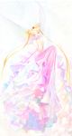  absurdly_long_hair bangs bare_shoulders bishoujo_senshi_sailor_moon closed_eyes colorful covered_mouth crown double_bun dress facial_mark forehead_mark hands_clasped long_hair multicolored multicolored_clothes multicolored_dress neo_queen_serenity own_hands_together parted_bangs pink_dress pose praying rojo0110 signature solo strapless strapless_dress tiara tsukino_usagi twintails very_long_hair white_dress 