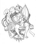  bell blush clothed clothing collar demon duo erection eyes_closed feline french_kissing girly hair handjob horn kissing legwear male male/male mammal membranous_wings nipples nude partially_clothed penis saliva saliva_string sex sofa stockings syncope toes traditional_media_(artwork) wings 