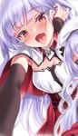  :d ajax_(azur_lane) azur_lane black_gloves blush breasts cape commentary drooling elbow_gloves gloves heart heart-shaped_pupils kure_masahiro looking_at_viewer multiple_girls open_mouth purple_eyes remodel_(azur_lane) silver_hair small_breasts smile solo_focus symbol-shaped_pupils tongue tongue_out 